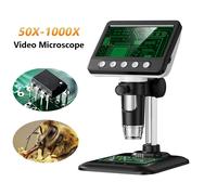 Microscopio digitale da 4,3 pollici Ingrandimento 2MP 1000X Display IPS 8 LED Luce incorporata nel memorizzazione Microscopio elettronico per la riparazione Black