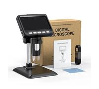 Microscopio digitale IPS da 4,3 pollici Lente HD 2 MP Ingrandimento 1000X 8LED Regola la luce elettronico Riparazione d'ingrandimento for monete(Black)