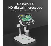Microscopio digitale Microscopio a moneta USB IPS da 4,3 pollici Ingrandimento 1000X Microscopi per saldatura con messa a fuoco ultra precisa da 2 MP per la riparazione Black