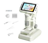 Microscopio digitale per bambini adulti,4 pollici schermo microscopio elettronico con ingrandimento 1600X, ricaricabile, multilingue, 6 LED regolabili,Regalo educativo scientifico (grigio)