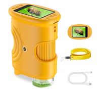Microscopio digitale per bambini, ingrandimento 1000X con schermo IPS da 2,0", ricaricabile tramite USB e portatile, 8 luci LED, per uso esterno, arancione, regali per bambini dai TRE anni in su.