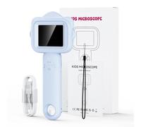 Microscopio digitale per uso educativo, risoluzione 2 MP, ingrandimento 500x, schermo IPS da 2,4 pollici, design portatile per apprendimento scientifico ed esplorazione all'aperto (blu)