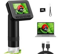 Microscopio Digitale Portatile D-KS2 con Schermo IPS da 2", per Scattare Foto e Video, Scaricare su PC e Mac, Microscopio tascabile 1000X per Bambini/Adulti con Supporto Scheda SD da 32 G
