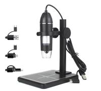 Microscopio digitale USB 1600X 2MP 8 LED Lente d'ingrandimento digitale portatile portatile regolabile Endoscopio elettronico con ingrandimento HD(Square 5x5x0.5mm)