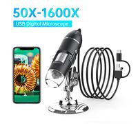 Microscopio digitale USB 1600X Microscopi elettronici USB tipo C 3in1 per saldatura HD 1080P con 8 LED compatibili con PC Android 3in1 0.3MP
