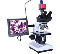 Microscopio Elettronico, Microscopio trinoculare HD da laboratorio biologico 9 pollici LCD Zoom 2500X + USB VGA CVBS Fotocamera CCD digitale elettronica(Set 2)