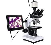 Microscopio Elettronico, Microscopio trinoculare HD da laboratorio biologico 9 pollici LCD Zoom 2500X + USB VGA CVBS Fotocamera CCD digitale elettronica(Set 1)