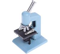 Microscopio in miniatura blu, mini strumento di laboratorio in plastica per casa delle bambole per casa delle bambole scienza scena STEM, kit fai da te per casa delle bambole in scala 1:12