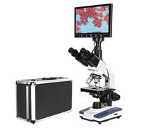 Microscopio, Microscopio da laboratorio biologico professionale trinoculare digitale HD da 5 MP con USB LED + oculare elettronico + LCD da 9 pollici