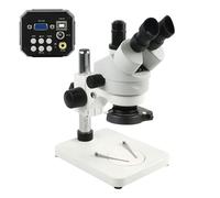 Microscopio, Microscopio stereo trinoculare, Zoom continuo 7x-45x TV USB Digital video microscopio video industriale +144 luce LED