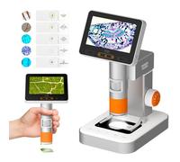 Microscopio MX2-AS per Bambini, Miniscopio Portatile 2-in-1, Microscopio Digitale 1600X con Schermo da 4.3 Pollici 1080P, Kit Microscopi Educativi per Bambini Ragazzi e Ragazze