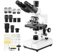 Microscopio Ottico Trinoculare 40X-5000X Tavolino Meccanico a 2 Livelli