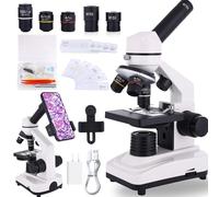 Microscopio per adulti e bambini, microscopio composito ad alta potenza 40X-2500X per studenti, laboratorio scolastico e scuola a casa, dotato di set di diapositive e supporto per telefono
