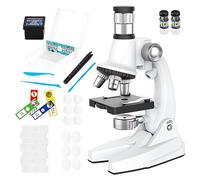 Microscopio per bambini 100X-1200X - Microscopio composito regolabile con vetrini, set scientifico composto con adattatore per telefono, set scientifico, adattatore per telefono e vetrini