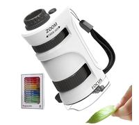 Microscopio per bambini - 60-80x ingranditore zoom, kit con 12 vetrini pre-preparati | giocattolo educativo per scuola, aula, scuola materna, casa, ca