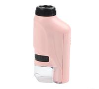 Microscopio per bambini 60X-120X per mini lente monoculare con LED integrato, kit per avventura all'aperto, biologia, blu (rosa)