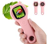 Microscopio per bambini Rosa,microscopio portatile 500X con schermo IPS 2,0",giocattolo educativo per microcosmo