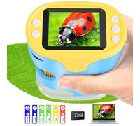 Microscopio per bambini, Vankarr 1000X Mini microscopio digitale portatile da tasca con scheda SD 32GB, schermo IPS da 2 pollici, campioni su vetrino, regalo per bambini e studenti, blu