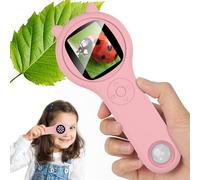 Microscopio per bambini, Vankarr microscopio portatile 500X con schermo IPS 2,0", giocattolo educativo per microcosmo, appassionati di scienza, compleanno, Natale, Rosa
