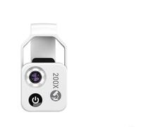 Microscopio per cellulare 200X con lente CPL, fotocamera portatile HD per monete e francobolli ispezione della pelle, ricaricabile tramite USB, lente close-up clip-on per Android e iOS (bianco)