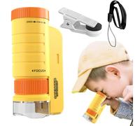 Microscopio per Clip Telefono, Illuminato a LED, Compatto, Messa A | Microscopio Educativo 60x-120x Esplorazione All'aperto, Esperienza Scientifica, Osservazione Della Natura, Giallo
