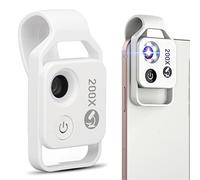 Microscopio per Telefono 200X con Clip Universale a Luce LED, Mini Microscopio Tascabile di Tipo C, Accessori per Fotocamera per Microscopio da 4 Ore per OS Android Smart Phone (Bianco)