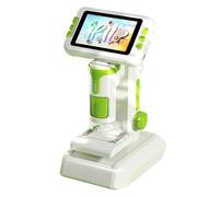 Microscopio portatile 1600X per bambini, mini microscopio digitale tascabile con lame esemplari, schermo da 4 pollici con 6 luci LED regolabili, regalo educativo (verde)
