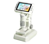 Microscopio portatile 1600X per bambini, mini microscopio digitale tascabile con lame esemplari, schermo da 4 pollici con 6 luci LED regolabili, regalo educativo (grigio)