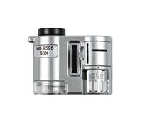 Microscopio portatile con lente d'ingrandimento 60X con luce LED e rilevamento di contraffazioni UV per gioielli, gemme, circuiti e calligrafia (argento)