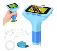 Microscopio portatile digitale per bambini: 3 pollici grande schermo HD 1000X mini microscopi portatili con fotocamera registrazione video slides kit scienza educativo ragazzi ragazze giocattoli