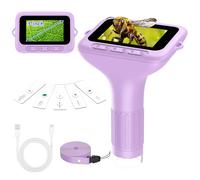 Microscopio portatile digitale per bambini: schermo HD 3 pollici 32GB 1000X magnifica fotocamera registrazione video kit educativo Viola