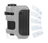 Microscopio portatile, microscopio luminoso a LED, strumento per studenti, ingrandimento chiaro, zoom regolabile, alimentato a batteria, facile messa a fuoco, dimensioni tascabili, vetrini in vetro