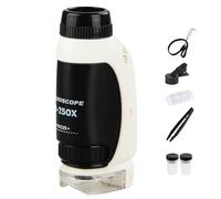 Microscopio portatile per bambini, microscopio tascabile per bambini, kit microscopio 50X-250X giocattolo da microscopio per bambini con luce a LED, giocattolo prescolare del progetto STEM, piccolo