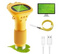Microscopio portatile per bambini, mini microscopio con zoom 1000x, schermo para IPS da 2,0", luci LED USB per microscopio - si collega al PC, facile da usare, per esterni dai 3 anni (ARANCIONE)