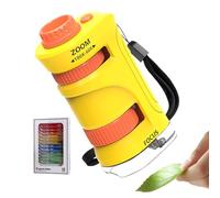 Microscopio Portatile Per Bambini - Zoom 60-80X Microscopio Per Bambini Con 12 Vetrini,Giocattolo Scientifico Portatile | Per Aula Escursionismo Prescolare Casa All Aperto Campeggio Scuola