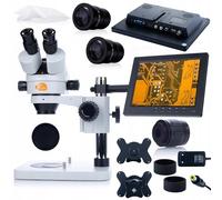 Microscopio professionale con display da 8 pollici - Microscopio stereo trinoculare per elettronisti e gioiellieri - Ottica di alta qualità - Ampia distanza di lavoro - Testiera girevole a 360°