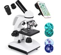 Microscopio professionale per adulti con adattatore per telefono, set di vetrini per microscopio per laboratorio scolastico, casa, ricerca scientifica biologica