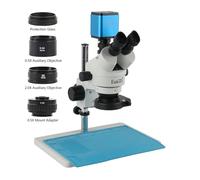 Microscopio stereo trinoculare focale simultaneo 3.5X-90X 2MP 1080P 60FPS Videocamera industriale automatica for PCB SMD SMT Per riparazione e saldatura(Szary)