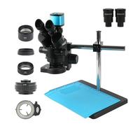 Microscopio stereo trinoculare simul-focale 3.5X-90X 180X 48MP 4K USB Videocamera for microscopio industriale for riparazione di chip PCB Per riparazione e saldatura(A)