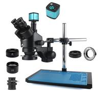 Microscopio stereo trinoculare simul-focale 3.5X-90X 38MP HDMI Digitale USB Microscopio industriale Videocamera for riparazione di saldatura(D10.9x1.5mm)