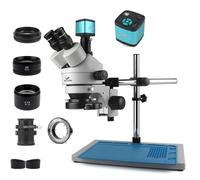 Microscopio stereo trinoculare simul-focale 3.5X-90X 38MP HDMI Digitale USB Microscopio industriale Videocamera for riparazione di saldatura(D10x2.0mm)