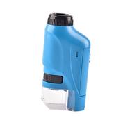 Microscopio tascabile 60-120X Kit giocattolo scientifico for bambini Mini microscopio portatile con luce LED for all'aperto Giocattolo educativo Stem(Blue)