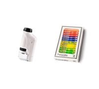 Microscopio tascabile mini 60-120X con luce LED Microscopi scientifici for bambini portatile for adulti/bambini alimentato a batteria(White with Slides)