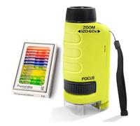 Microscopio tascabile mini da laboratorio 60-120x portatile scientifico for bambini con luce LED for all'aperto(Yellow set)