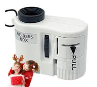 Microscopio tascabile per bambini - ingrandimento portatile 60x con messa a fuoco regolabile, illuminazione LED batteria, mini scienze durevoli l'esplorazione all'aperto | Bambini gi