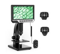 Microscopio, Telecamera digitale da laboratorio con doppio obiettivo IPS 7" 2000X e 12 MP 1080P, telecomando funzione di monitoraggio biologico per studenti, laboratorio scolastico