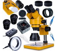 Microscopio trinoculare 7-45x con fotocamera USB da 5 MP + lente di Barlow 0,5x