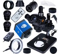 Microscopio trinoculare 7-45x + lente di Barlow 0,5x + telecamera HDMI FullHD +
