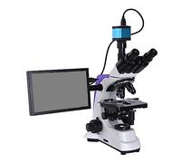 Microscopio Trinoculare HD Biologico Da Laboratorio Zoom 2500X + Fotocamera Digitale Elettronica 16 MP USB HDMI + LED LCD 10 Pollici Ampia Gamma Di Utilizzi(Orange)