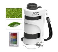 microscopioper bambini - microscopiod'ingrandimento per bambini con zoom da 60x a 80x, giocattolo per scienze educative da 12 diapositive, microscopioper apprendimento scientifico